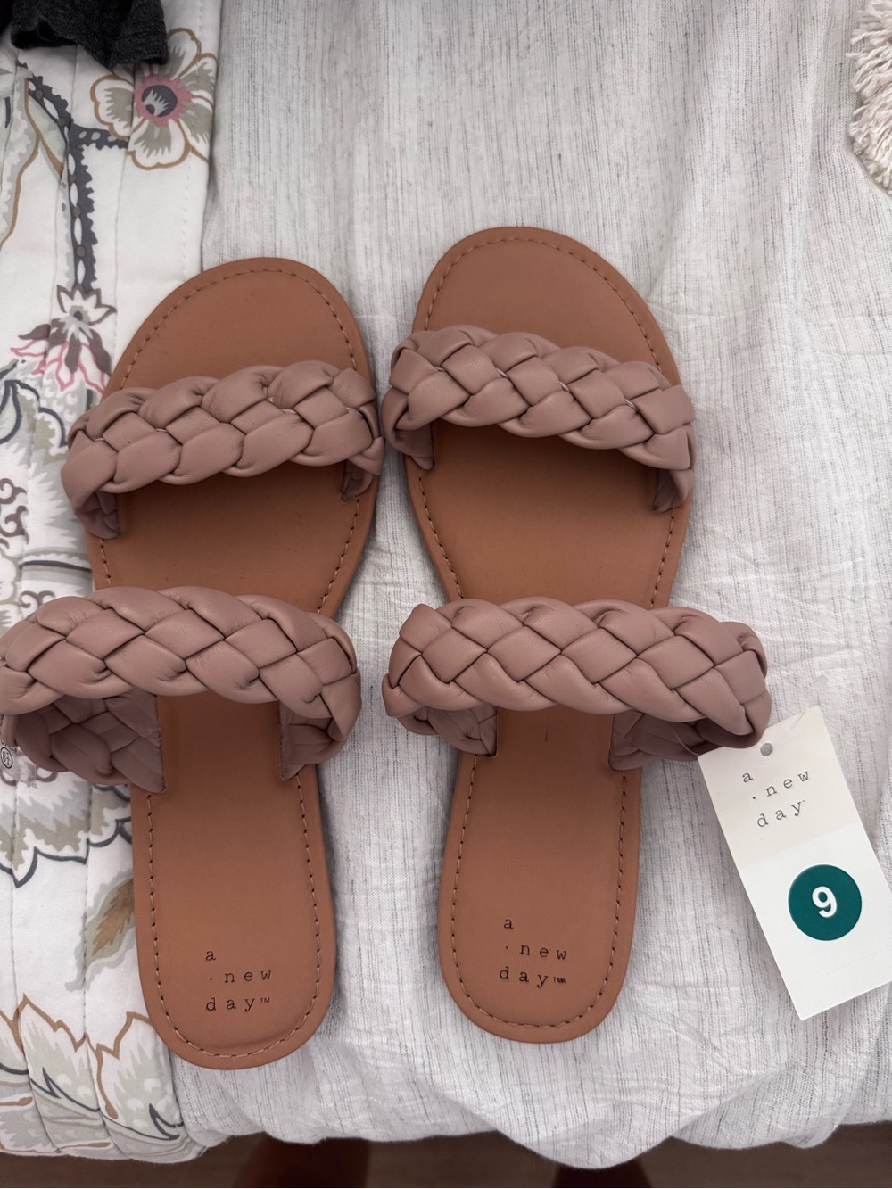 a new day Braided Double-Strap Slide Sandals — light brown